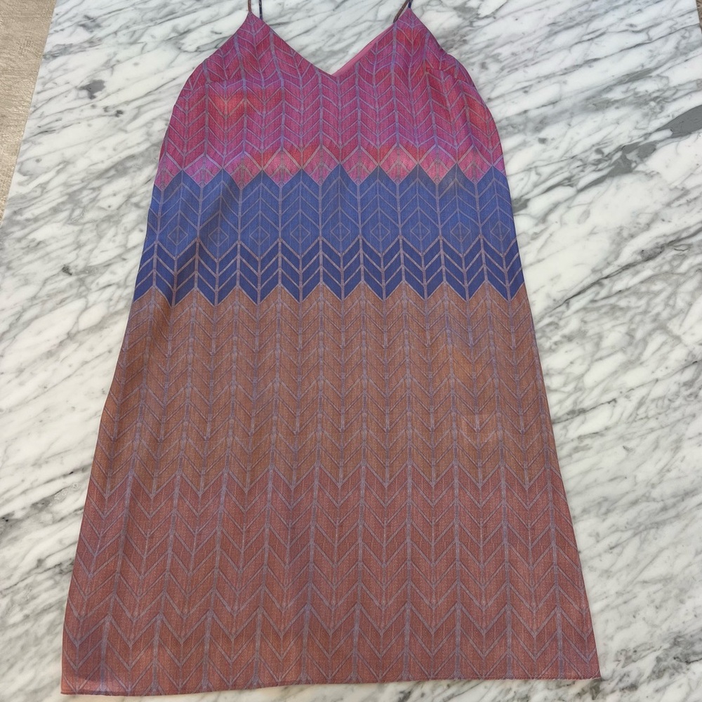 Multicolored satiny style midi slip dress - Picture 3 of 6